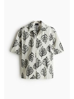 H&M - Men White Regular Fit Linen-Blend Resort Shirt