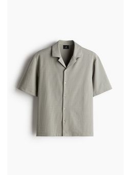 H&M - Men Green Regular Fit Ribbed Resort Shirt
