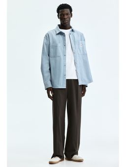 H&M - Men Blue Oversized cotton corduroy shirt