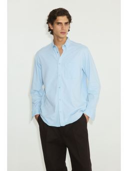 H&M - Men Blue Four-Way Stretch Regular Fit Shirt