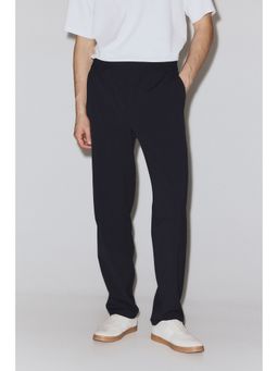 H&M - Men Blue Four-Way Stretch Regular Fit Pull-On Trousers
