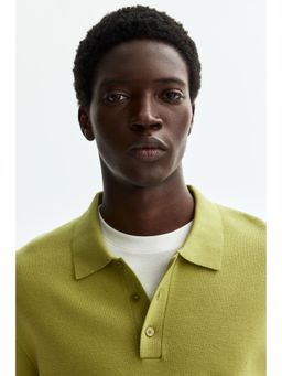 H&M - Men Green Regular Fit Knitted Polo T-Shirt