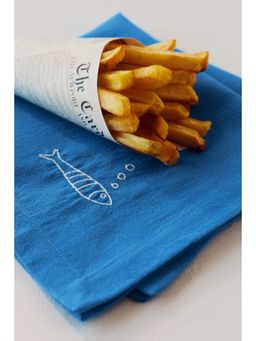 H&M - Blue 4-Pack Embroidery-Detail Linen-Blend Napkins