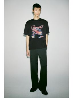H&M - Men Black Loose Fit Printed T-Shirt