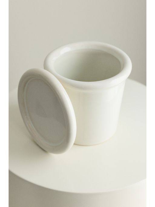 H&M White Extra-Small Stoneware Plant Pot With Saucer