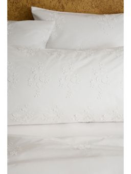 H&M - White Embroidery-Detail Cotton Pillowcase