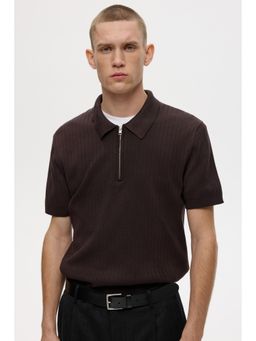 H&M - Men Brown Slim Fit Polo T-Shirt