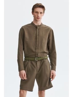H&M - Men Brown Relaxed Fit Linen-Blend Shorts