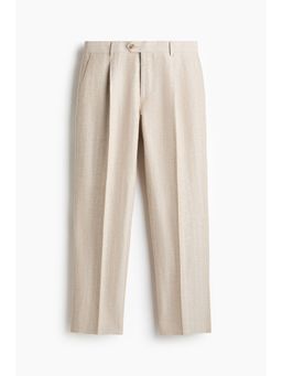 H&M - Men Beige Regular Fit Tailored trousers