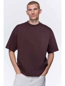H&M - Men Brown Oversized Fit Cotton T-Shirt