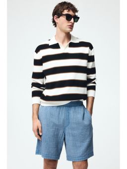 H&M - Men Blue Relaxed Fit Muslin shorts