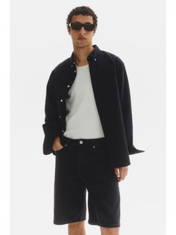H&M - Men Black Relaxed Fit Denim Shorts
