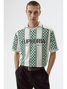 H&M - Men White Loose Fit Football T-Shirt