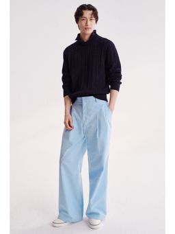 H&M - Men Blue Loose Fit Tailored Trousers