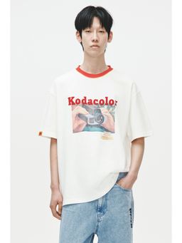 H&M - Men White Loose Fit Printed T-Shirt