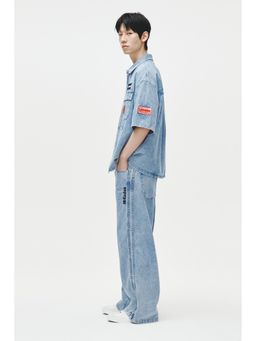 H&M - Men Blue Loose Wide Twisted Leg Jeans