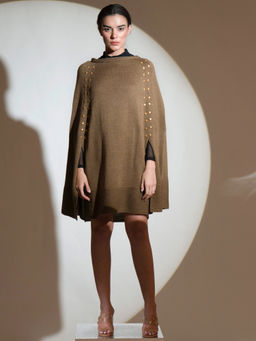 Khaleej - Brown Zircon Studded Poncho