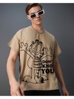 Bewakoof - Garfield Men's Ginger Root Brown Don't I Know You Graphic Printed Square Fit Vest