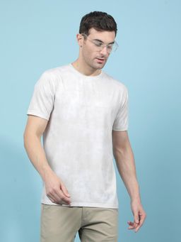 CRIMSOUNE CLUB - Men Beige Cotton Blend Typography Relaxed Fit T-Shirt