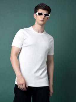 CRIMSOUNE CLUB - Men White Cotton Blend Printed Relaxed Fit T-Shirt