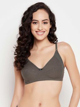 Clovia - Cotton Solid Non-Padded Full Cup Wire Free Everyday Bra - Dark Grey