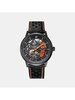 Pierre Lannier - Black Leather Analog Watch (341A455) (M)