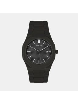 Oblik - Black Stainless Steel Analog Watch (Polycarbonate-Black) (M)