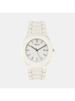 Oblik - White Stainless Steel Analog Watch (Polycarbonate-Milk) (M)