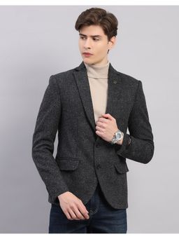 Monte Carlo - Grey Polyester Blend Textured Blazer
