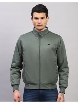 Monte Carlo - Green Polyester Blend Solid Winter Jacket