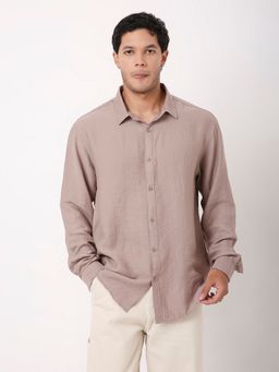 BLNK - Beige Linen Blend Solid Shirt