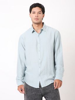BLNK - Green Linen Blend Solid Shirt