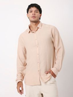 BLNK - Peach Linen Blend Solid Shirt