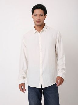 BLNK - White Linen Blend Solid Shirt
