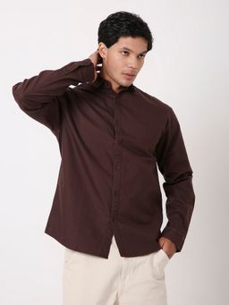 BLNK - Brown Cotton Solid Shirt