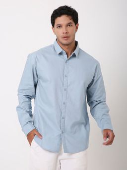 BLNK - Blue Cotton Solid Shirt