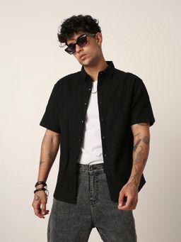 BLNK - Black Cotton Textured Shirt