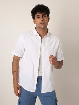 BLNK - White Cotton Textured Shirt