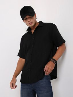 BLNK - Black Polyester Textured Shirt