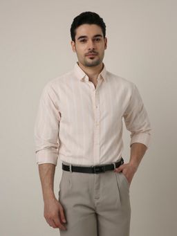 BLNK - Peach Cotton Stripes Shirt