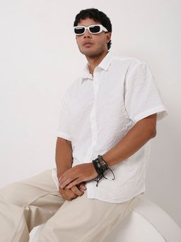 BLNK - White Polyester Textured Shirt