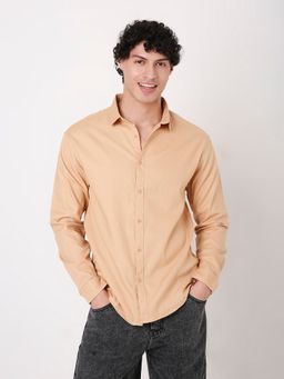 BLNK - Beige Cotton Solid Shirt