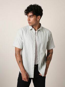 BLNK - Green Cotton Textured Shirt