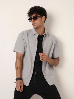 BLNK - Grey Polyester Textured Shirt