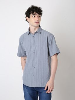 BLNK - Grey Polyester Stripes Shirt