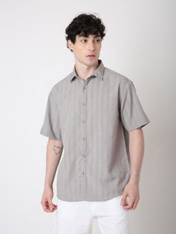 BLNK - Khaki Polyester Stripes Shirt