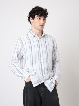 BLNK - White Polyester Stripes Shirt