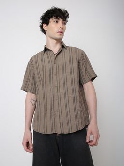 BLNK - Beige Polyester Stripes Shirt