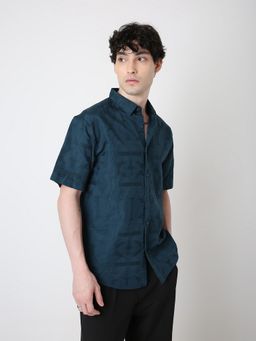 BLNK - Green Cotton Textured Shirt