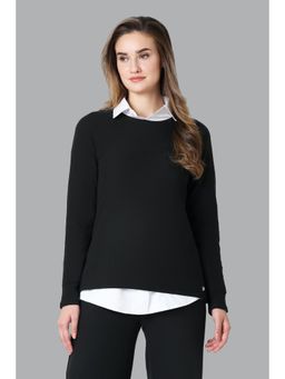 Van Heusen Woman Lingerie and Athleisure - Van Heusen Athleisure Women Long Raglan Sleeve & Brushed Fleece Sweatshirt - Black